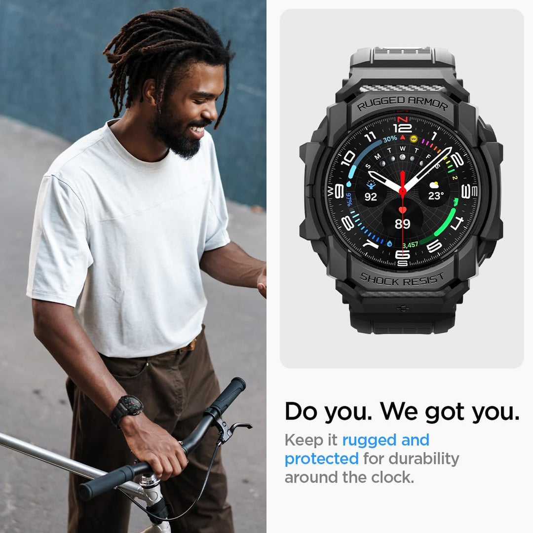 Spigen Rugged Armor Pro Hülle mit Band für Samsung Galaxy Watch Ultra 1 | TPU-Unibody-Hülle mit Armb