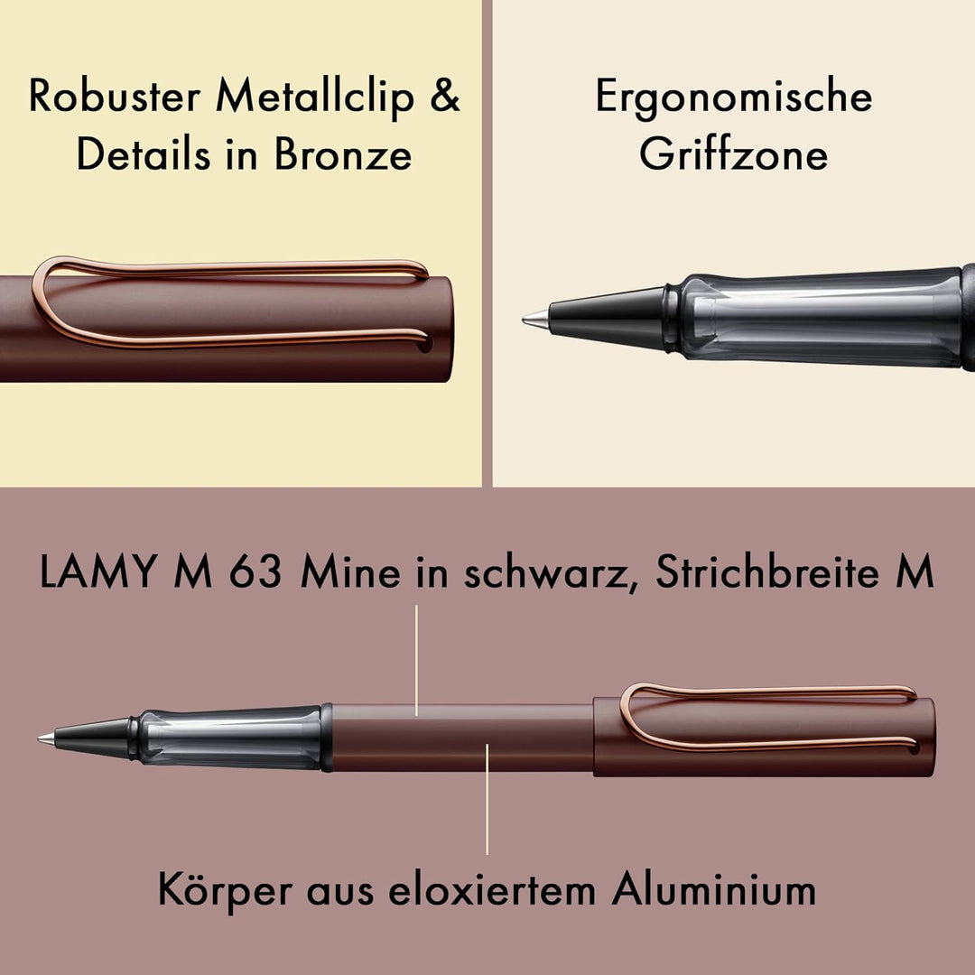 LAMY Lx Tintenroller 390 – Rollpen aus Aluminium eloxiert in der Farbe Marron (kastanienbraun) mit t