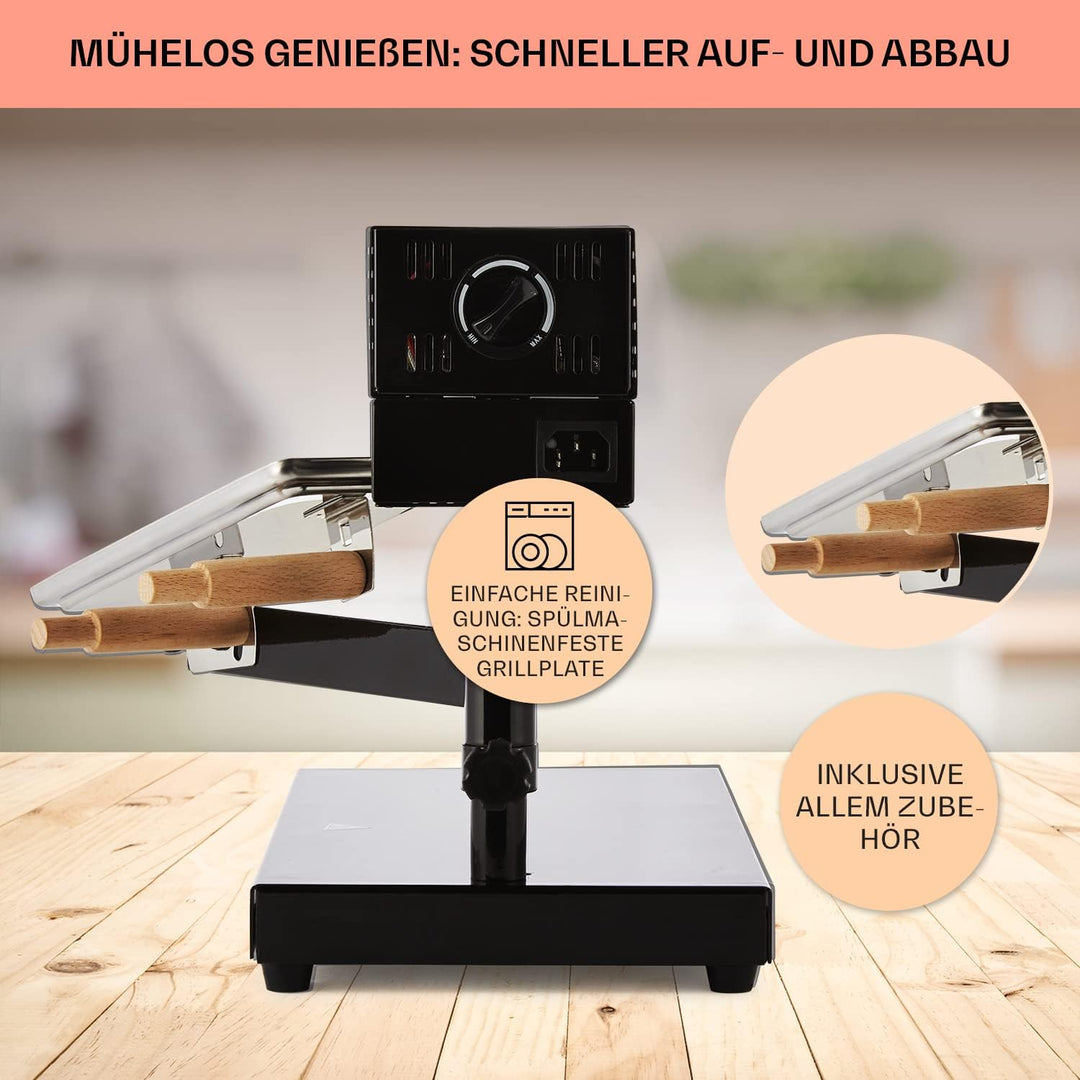 Klarstein Appenzell 2G Schweizer Raclette Grill - Käse-Raclette, Tischgrill, Standgerät, traditionel