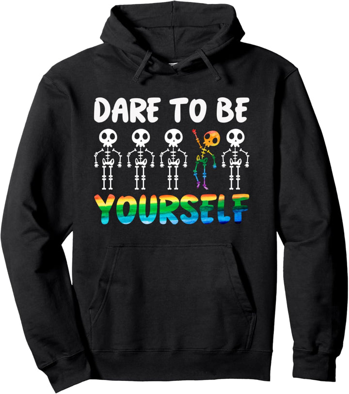 Dare To Be Yourself Lustiges Halloween LGBT Gay Rights Pullover Hoodie