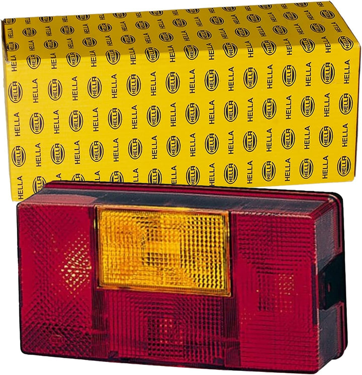 HELLA Rückleuchte - Glühlampe - 12V / 24V - Anbau - ECE - Lichtscheibenfarbe: rot/gelb - Stecker: Fl