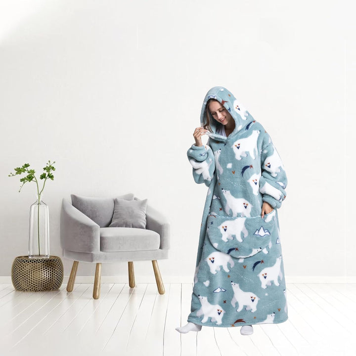 Lange Hoodie Decke mit Ärmeln für Damen &amp; Erwachsene - Kuscheldecke mit Ärmeln - Weiche &amp; Warme Deck