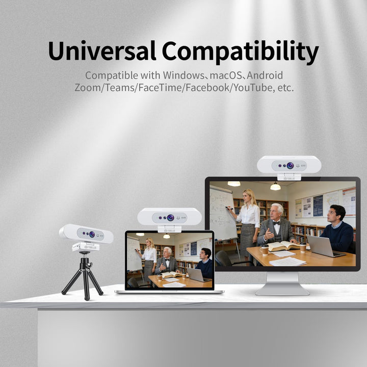 TOALLIN 4K UHD Webcam für PC, Windows Hello kompatible Kamera, Gesichtserkennung, Autofokus, integri
