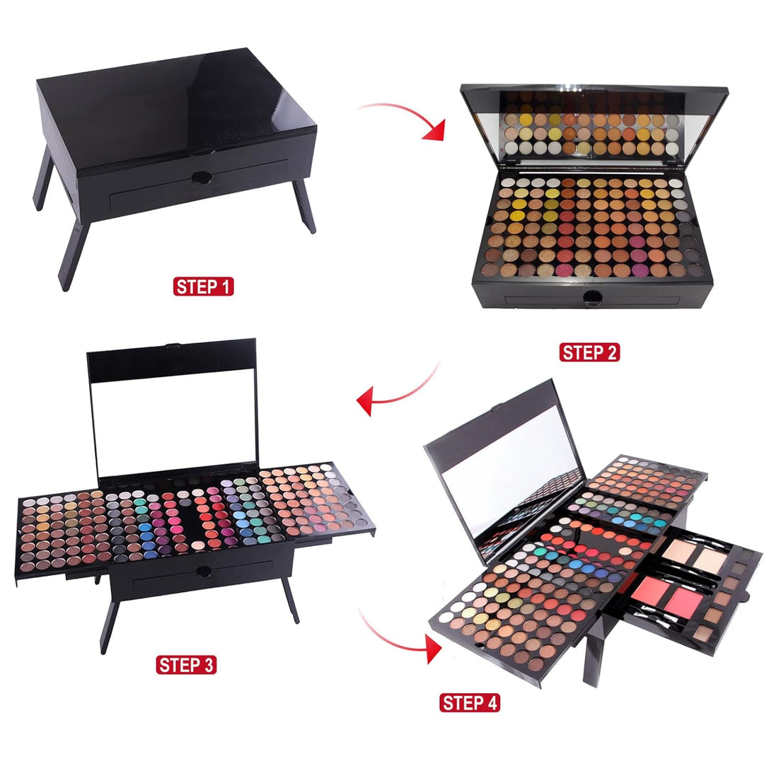 Schminkkoffer Multifunktions Schmink Kosmetik Make-up Set mit Lidschatten, Blush Rouge, Pressed Powd