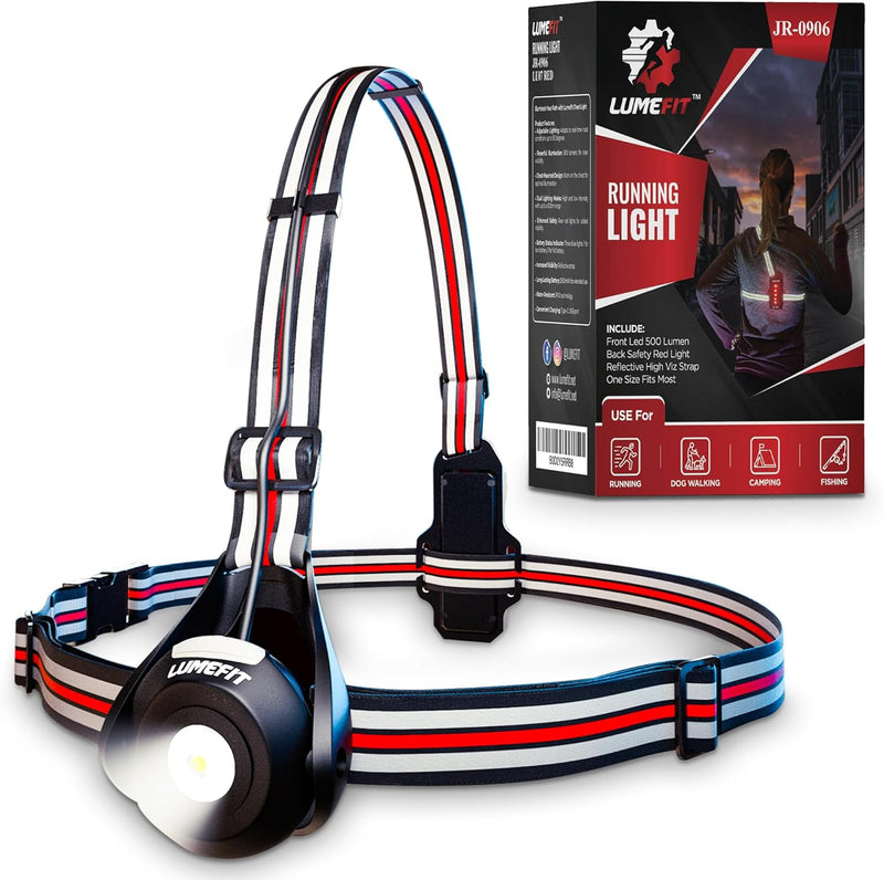 LUMEFIT Lauflicht mit Reflektoren, ideal zum Joggen und Laufen, mit 500 Lumen FrontTaschenlampe, 90°