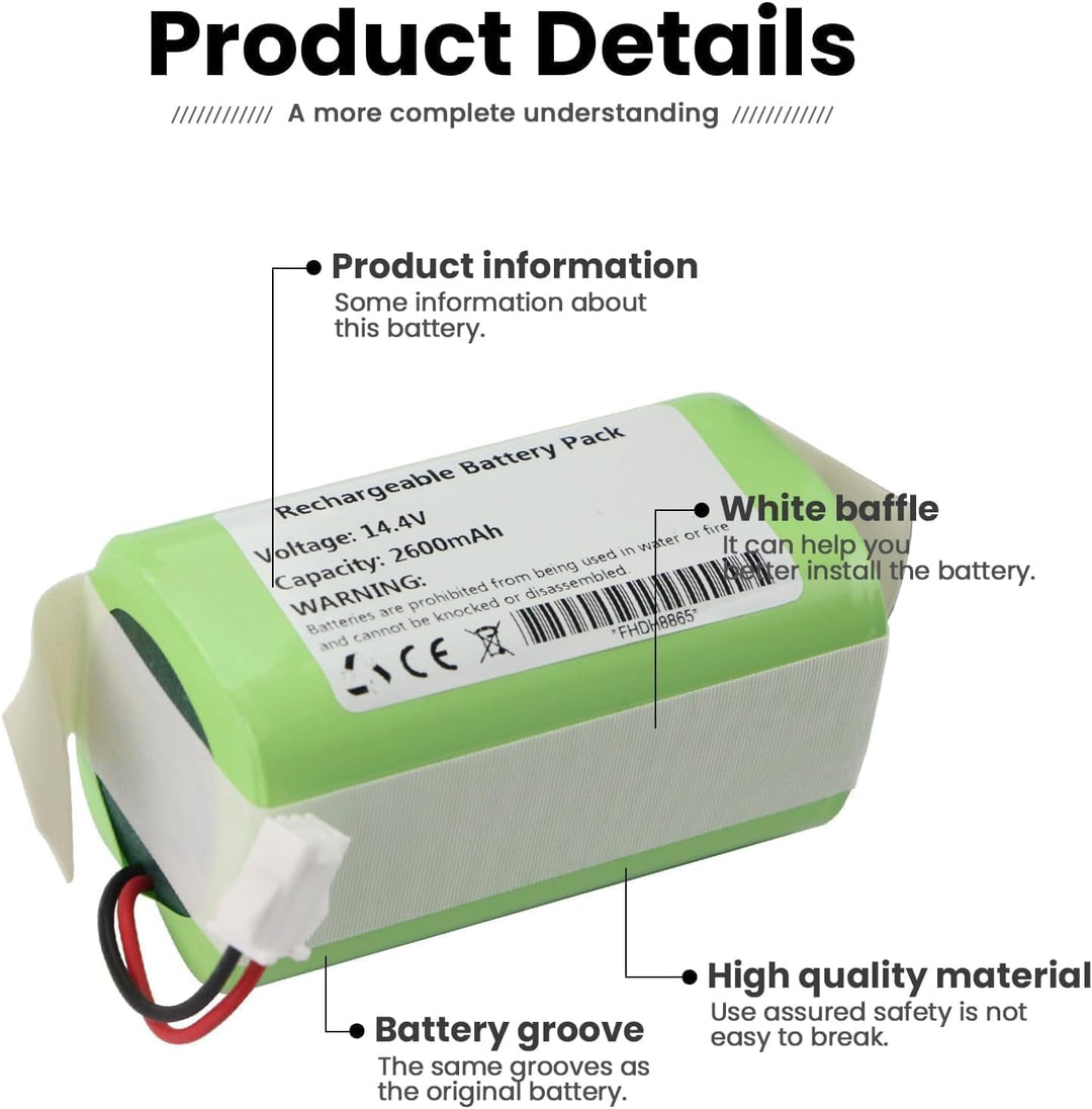 Batterie 2600mAh für Lefant M210 M210P M213 | 14.4V Lithium-Ionen Vacuum Batterie passend für Lefant