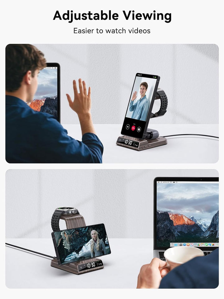 Wireless Charger für Samsung Galaxy S25 Ultra, Induktive Ladestation mit Digitaluhr für Samsung Gala