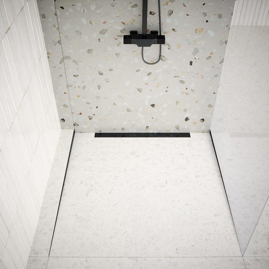 Aquabad Edelstahl Gefälleprofil Clive für begehbare Dusche in Schwarzmatt 160cm, rechtsversion, Kant