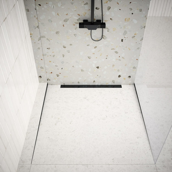 Aquabad Edelstahl Gefälleprofil Clive für begehbare Dusche in Schwarzmatt 160cm, rechtsversion, Kant