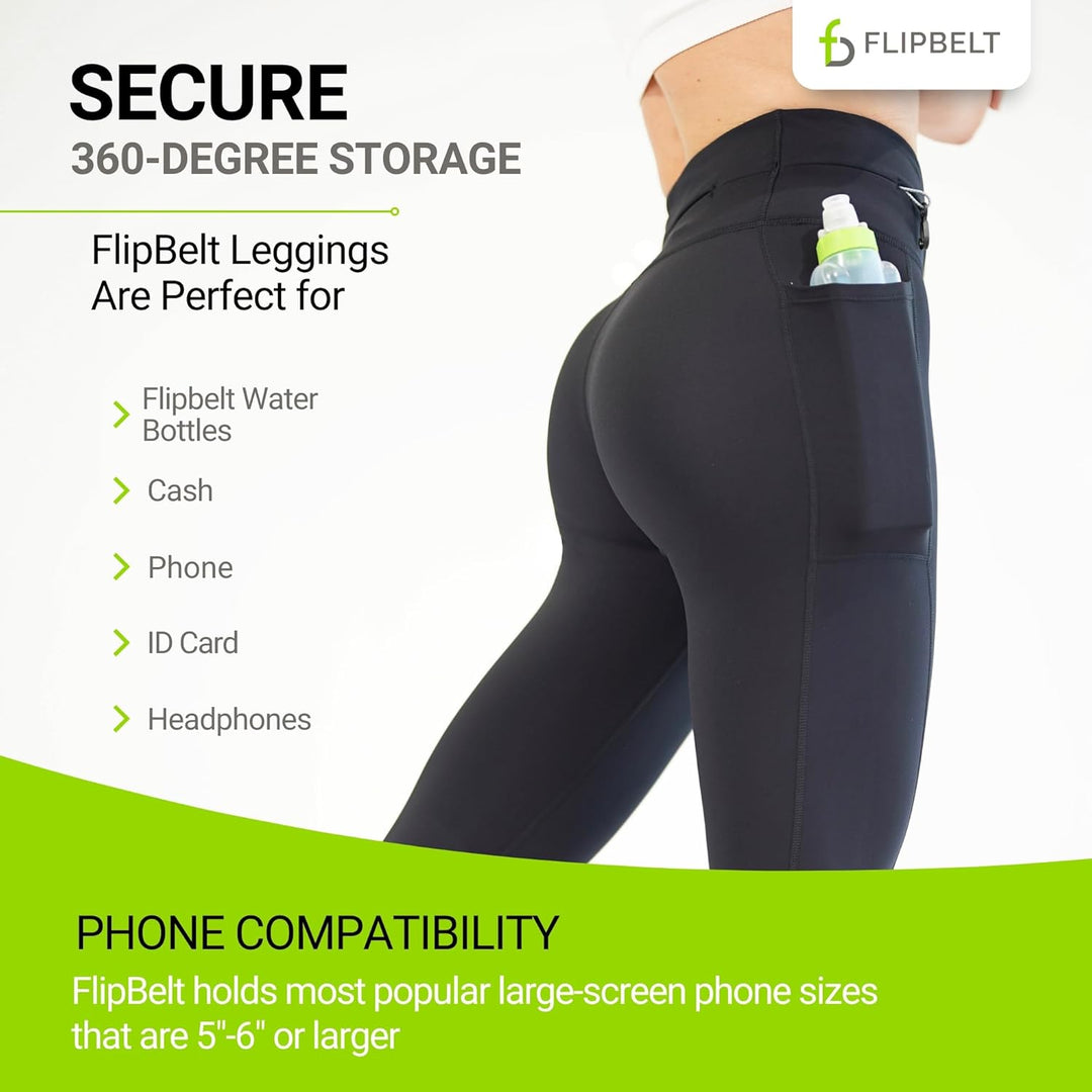 FlipBelt Leggings XS Schwarz, XS Schwarz