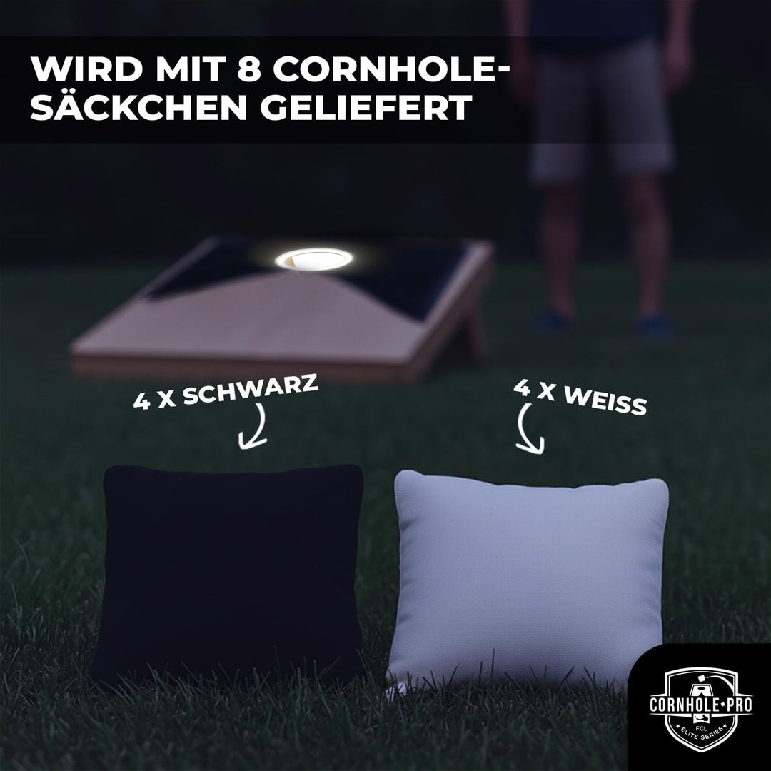 Original Offizielles Cornhole | Amerikanisches Cornhole mit LED-Leuchten | Offizielle Abmessungen |