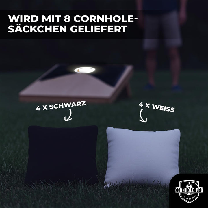 Original Offizielles Cornhole | Amerikanisches Cornhole mit LED-Leuchten | Offizielle Abmessungen |