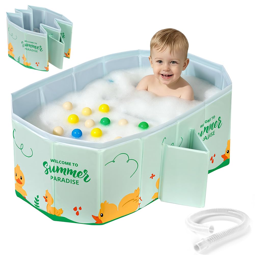 Faltbare Badewanne Kinder Tragbare Säuglings Badewanne Baby mit Ablassschraube Integrierte Tragbare