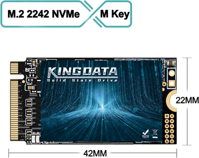 KINGDATA M.2 2242 SSD 512GB NVMe PCIe Gen3 x 4 Internal Solid State Drive, 3D NAND TLC, Gaming SSD,