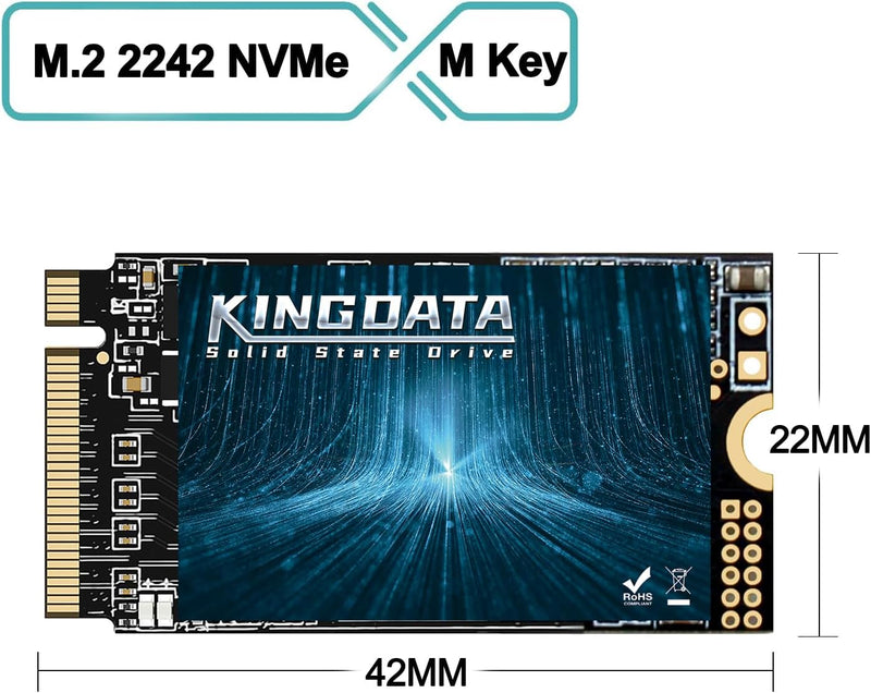 KINGDATA M.2 2242 SSD 256GB NVMe PCIe Gen3 x 4 Internal Solid State Drive, 3D NAND TLC, Gaming SSD,