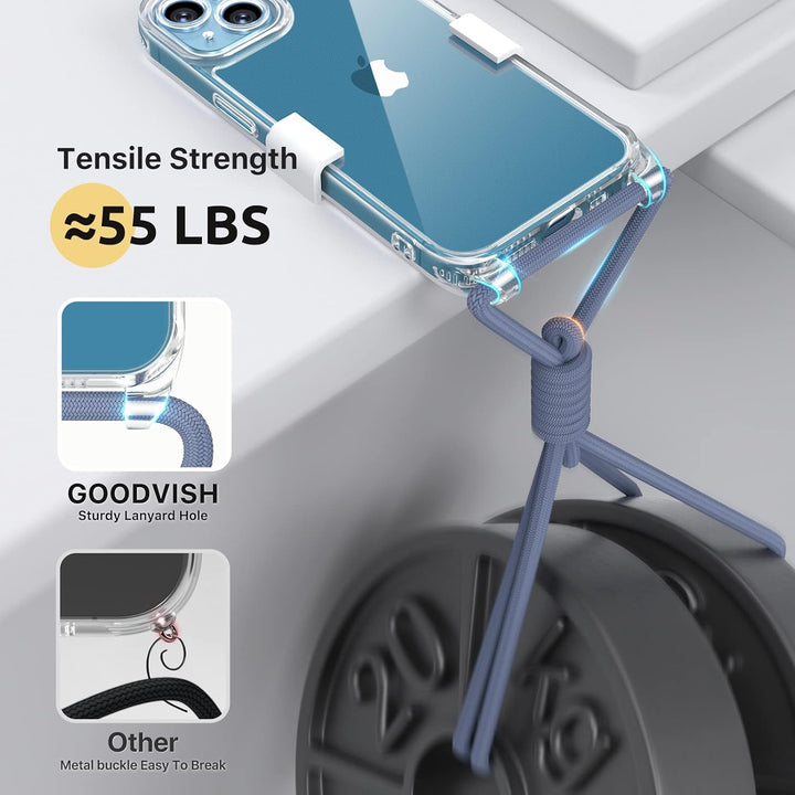 GOODVISH 3 in 1 Handykette für iPhone 13 6,1 Zoll - mit 2 Stück Schutzfolie - Necklace Hülle mit Ban
