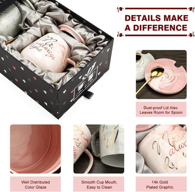 Mr Right und Mrs Always Right Paare Kaffeetassen Tassen Geschenke Set für Verlobung Hochzeit Brautdu