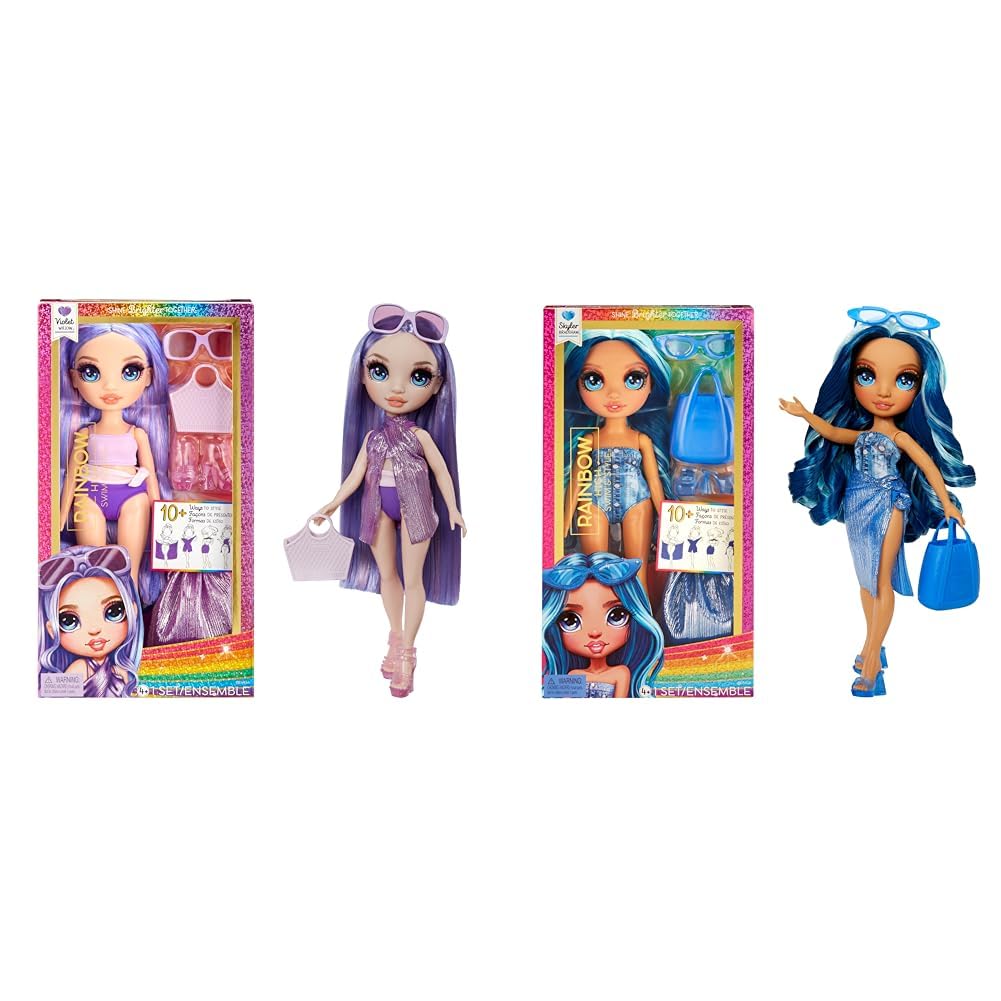 Rainbow High Swim & Style - Violet (Lila) & Swim & Style - Skyler (Blau) - 28 cm Grosse Puppe mit Sc