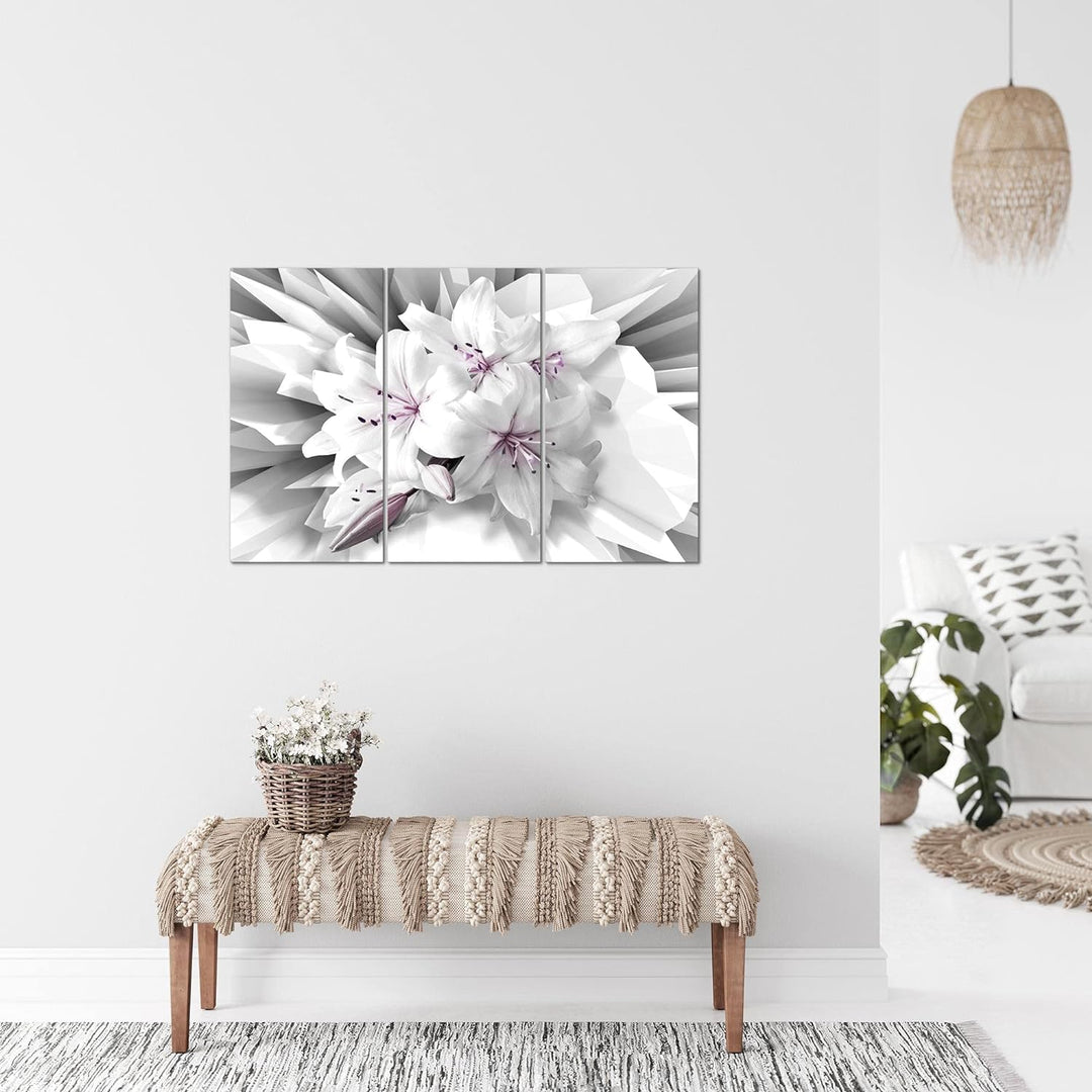 Runa Art Wandbilder Blumen Lilien Bild XXL Wohnzimmer Schlafzimmer Grau Violett Abstrakt 120 x 80 cm