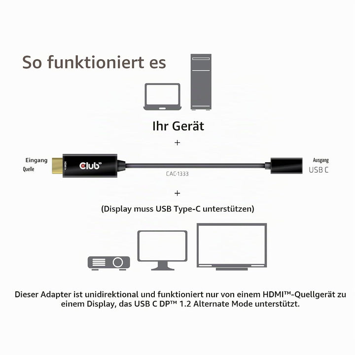 CLUB3D HDMI auf USB Typ-C 4K60Hz aktiver Adapter St./B.