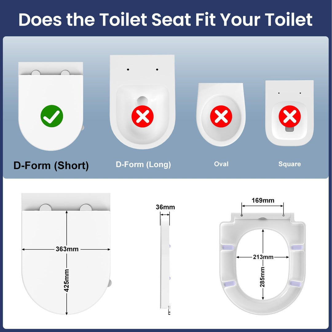 WC Sitz mit Absenkautomatik D-Form [KURZ], YEAUPE PRO Toilettendeckel mit Puller Lid, Toilettensitz