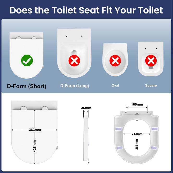 WC Sitz mit Absenkautomatik D-Form [KURZ], YEAUPE PRO Toilettendeckel mit Puller Lid, Toilettensitz