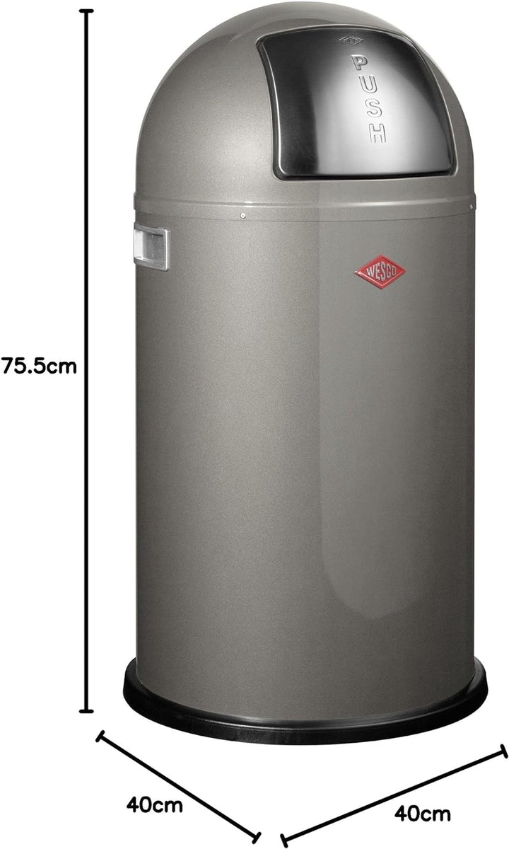 Wesco 175 831 Pushboy Abfallsammler 50 Liter Graphit 40 x 40 x 75.5cm (L/B/H), Edelstahl, Graphit