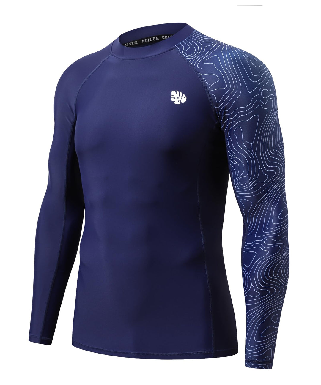 HUGE SPORTS Badeshirts für Männer UPF 50+ Schnelltrocknende Kompression Langarm Herren Rash Guard, L