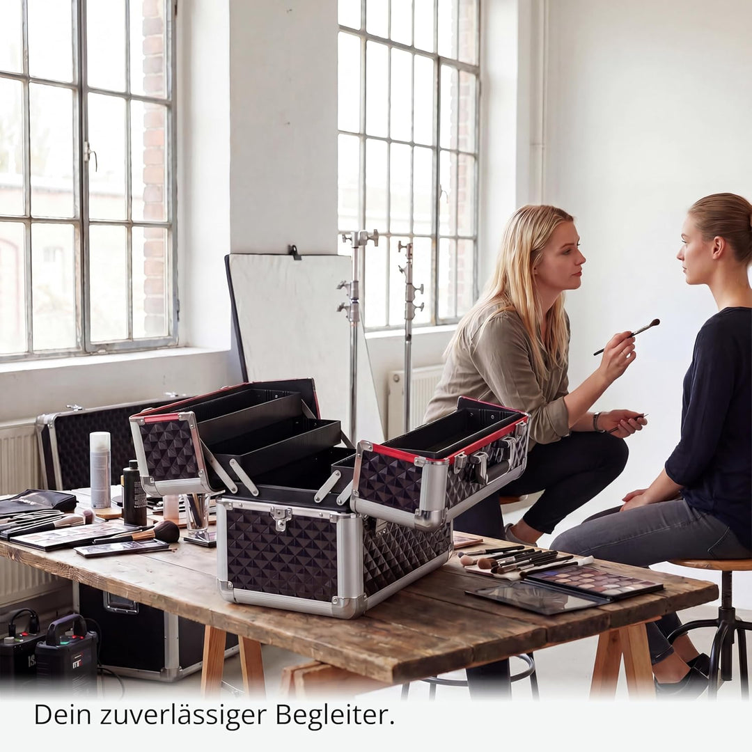 N&BF Kleiner Profi Kosmetikkoffer in Lila | Robust Dank ABS Kunststoff & hochwertigen Alu | Abschlie
