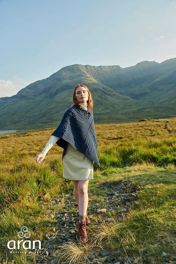 Aran Woollen Mills Damen Pullover Einheitsgrösse Blau, Einheitsgröße Blau