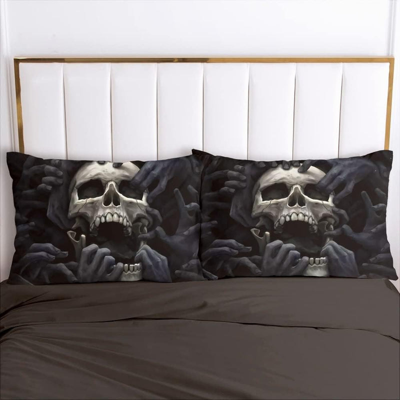 Luowei Totenkopf Bettwäsche 200x220cm Schädel Muster Gothic Bettbezug Set Weiche Microfaser Bettbezu
