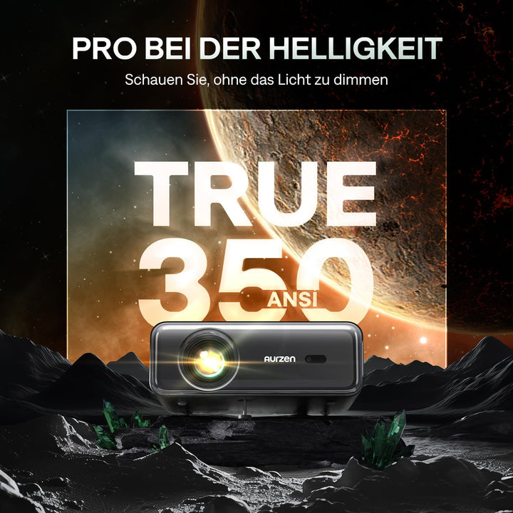 Aurzen Smart Beamer mit DoIby Audio ＆ 4K Unterstützung, Projektor Full HD 1080P, Autofokus ＆ Trapezk