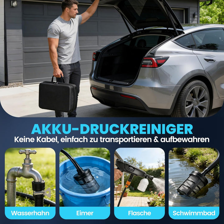 Akku Hochdruckreiniger Kompatibel mit Makita Akku,Bürstenloser Motor,180 Bar 294 L/H Mobiler Druckre