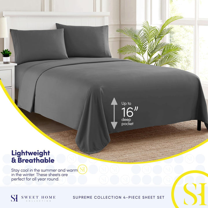 Sweet Home Collection, Fadenzahl 2052, weiche ägyptische Qualität, gebürstete Mikrofaser Laken – Lux