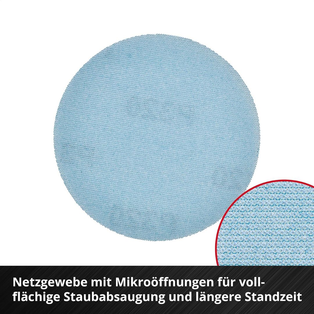 Einhell Schleifgitter, Ø 125 mm, K120 | Netzgewebe | Aluminiumoxid | Klettrückseite | staubarmes Sch