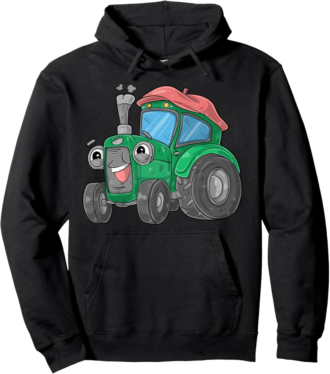 Cooler Traktor mit Gesicht Pullover Hoodie