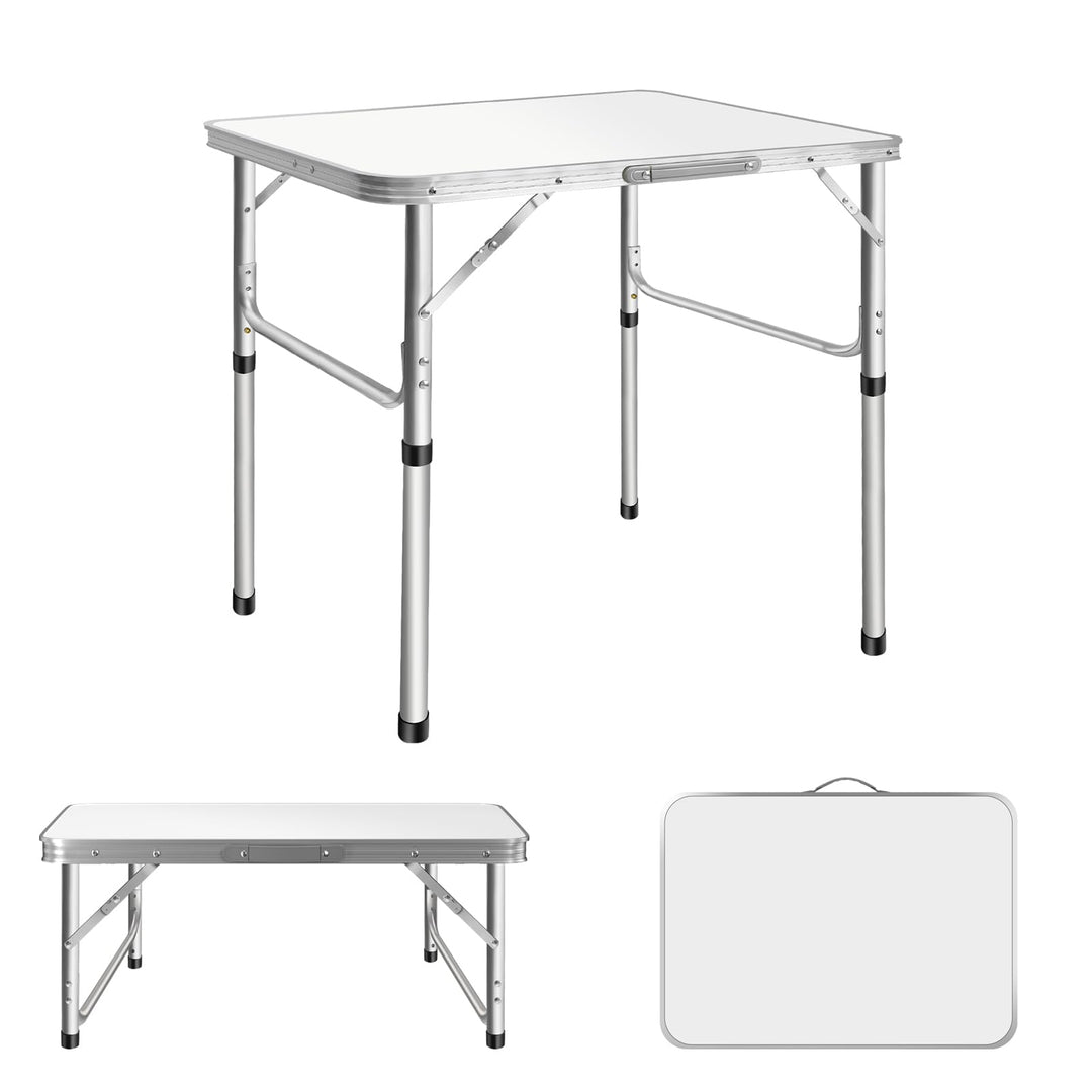 Campingtisch, zusammenklappbar, 75 x 55 cm, Picknicktisch aus Aluminium, tragbar, Spieltisch, faltba
