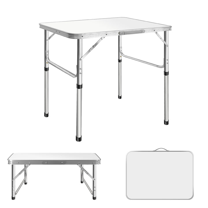 Campingtisch, zusammenklappbar, 75 x 55 cm, Picknicktisch aus Aluminium, tragbar, Spieltisch, faltba
