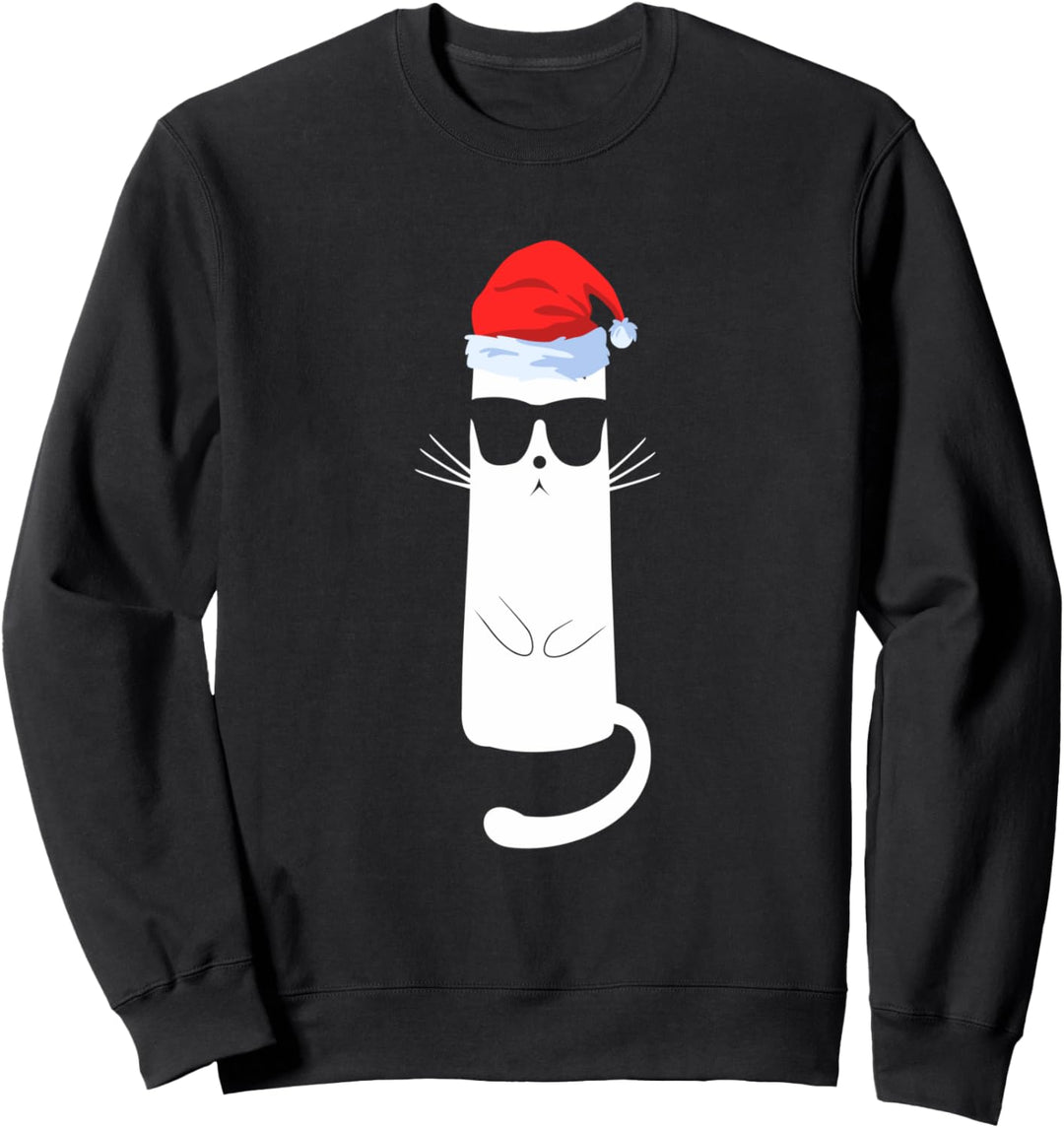 Lustige Katze mit Sonnenbrille mit Weihnachten mit Lichtern Sweatshirt