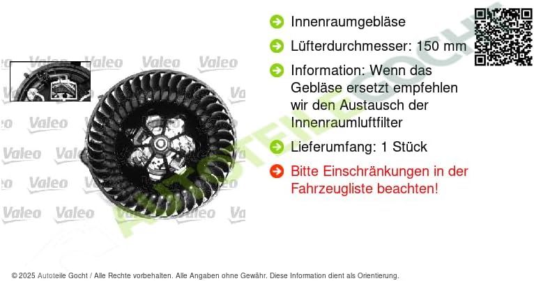 Valeo Innenraumgebläse 715074