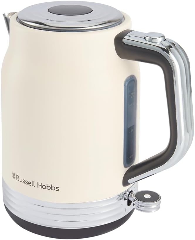 Russell Hobbs Wasserkocher [1,7L, 2400W] Hanley Retro Jasmine (Edelstahl, Vintage Design, Perfect Po