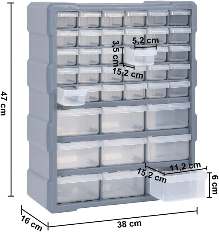 vidaXL Multi-Schubladen Organizer mit 39 Schubladen Sortierkasten Sortimentskasten Sortimentskoffer