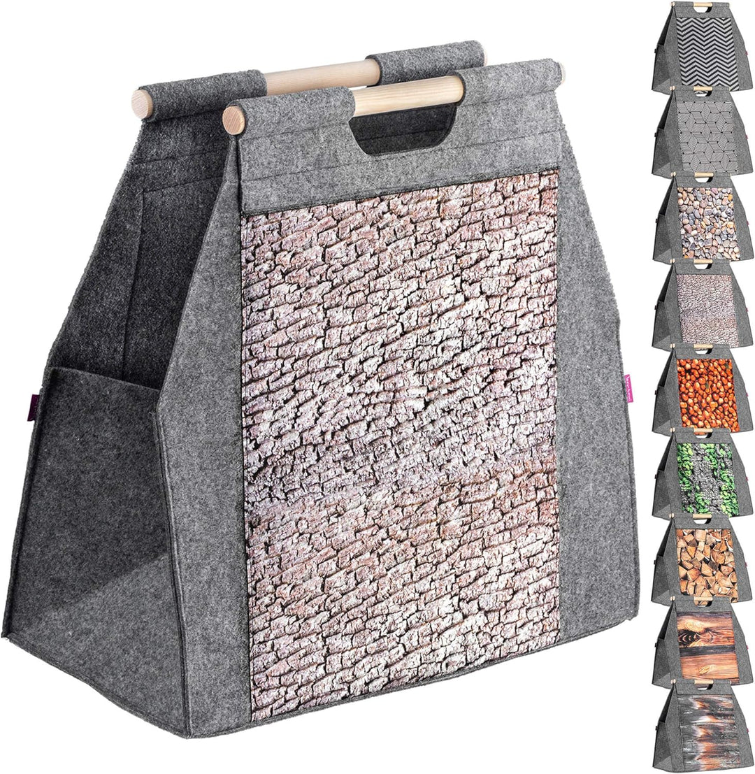 KADAX Kaminholztasche, Holztragetasche aus Filz, Filztasche für Holz, Holzstücke, Filzkorb für Kamin