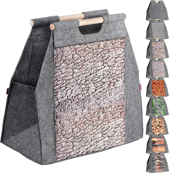 KADAX Kaminholztasche, Holztragetasche aus Filz, Filztasche für Holz, Holzstücke, Filzkorb für Kamin