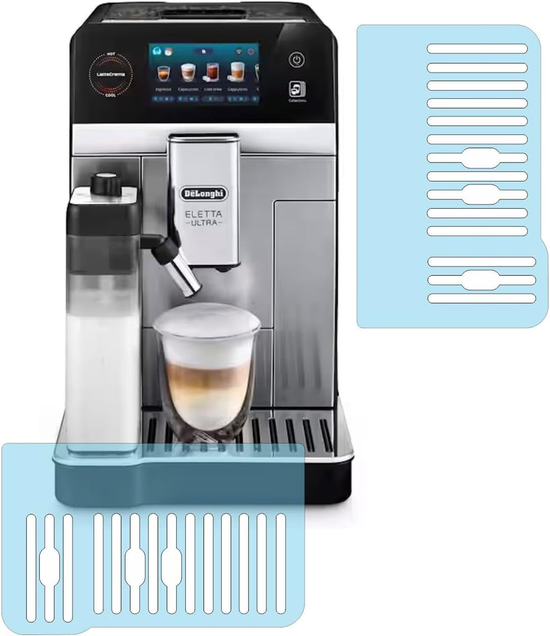 5 x Schutzfolie tranparent, Kratzschutz passend für DeLonghi Eletta Ultra ECAM 472.85 Abtropfblech,