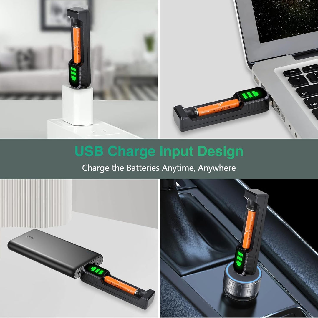 Pickle Power AAAA Akku, 2 Stück 500mAh NI-Mh AAAA Wiederaufladbare Batterien mit USB Ladegerät für S