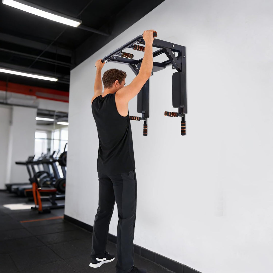 4 in 1 Klimmzugstange Zur Wandmontage, 95 * 77CM Multigriff Klimmzugstange Dip Station Wandmontagen