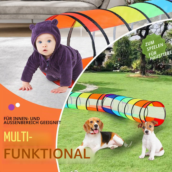 Baby Pop Up Spieltunnel für Kleinkinder mit Netzfenster, Katzentunnel für Hunde Haustiere, Kinder Kr