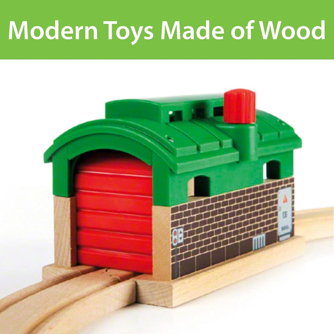 BRIO World 33578 Sprechender Bahnhof - BRIO Eisenbahn Zubehör mit Aufnahmefunktion - Kleinkinderspie
