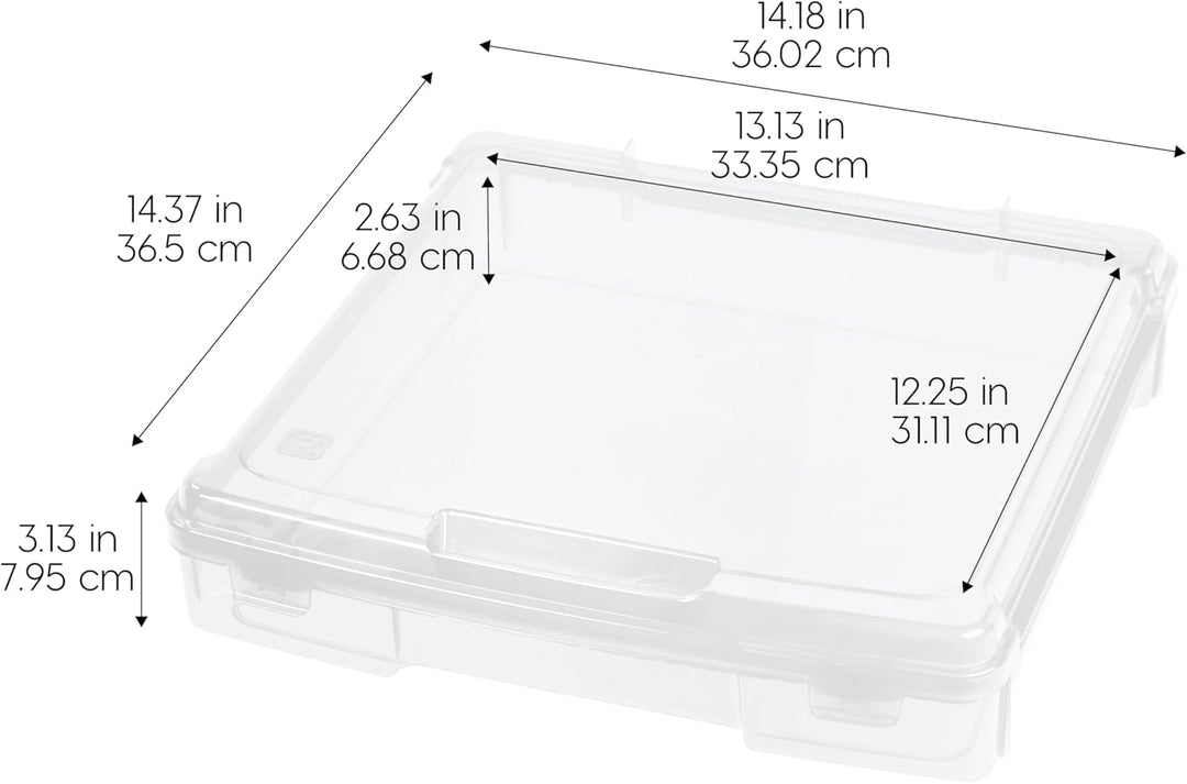 Iris Ohyama, Tragbare Aufbewahrungsbox mit Deckel flach, Schreibtisch Organizer, Transparent, 10L, 6